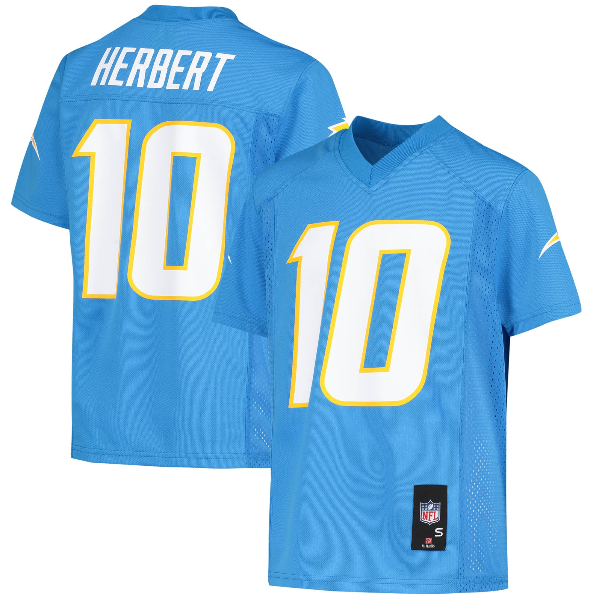 Justin Herbert Los Angeles Chargers Youth Replica Player Jersey - White/Powder Blue - Image 6