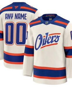 Edmonton Oilers  Alternate Premium Custom Jersey - Light Beige/Royal/White