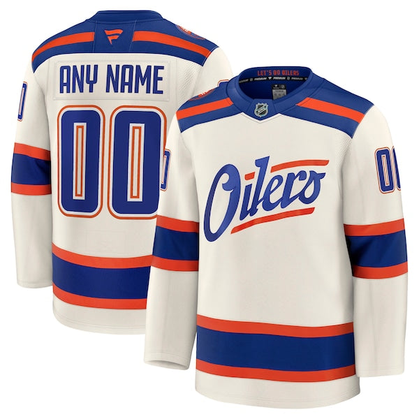 Edmonton Oilers Alternate Premium Custom Jersey - Light Beige/Royal/White