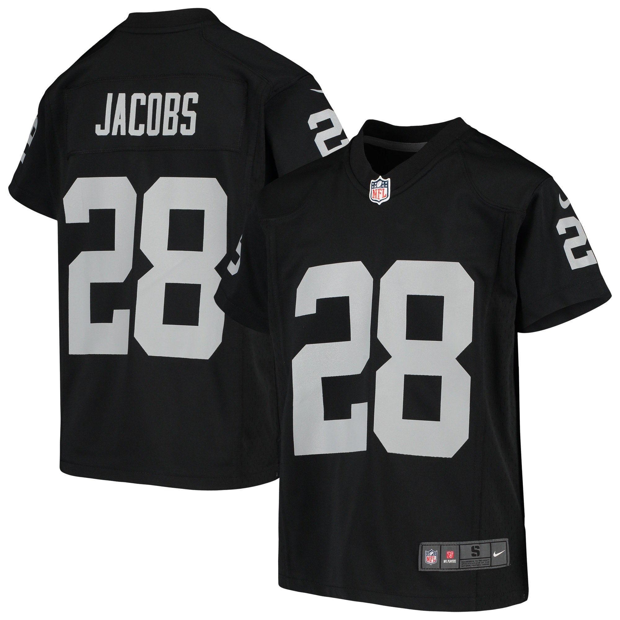 Josh Jacobs Las Vegas Raiders Nike Youth Color Rush Game Jersey - White/Black - Image 6