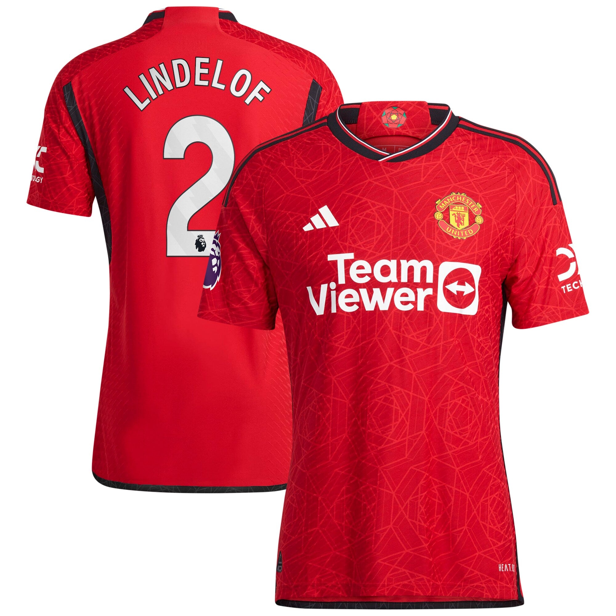 Victor Lindelof Manchester United adidas 2023/24 Away Authentic Player Jersey - Green/Red - Image 5
