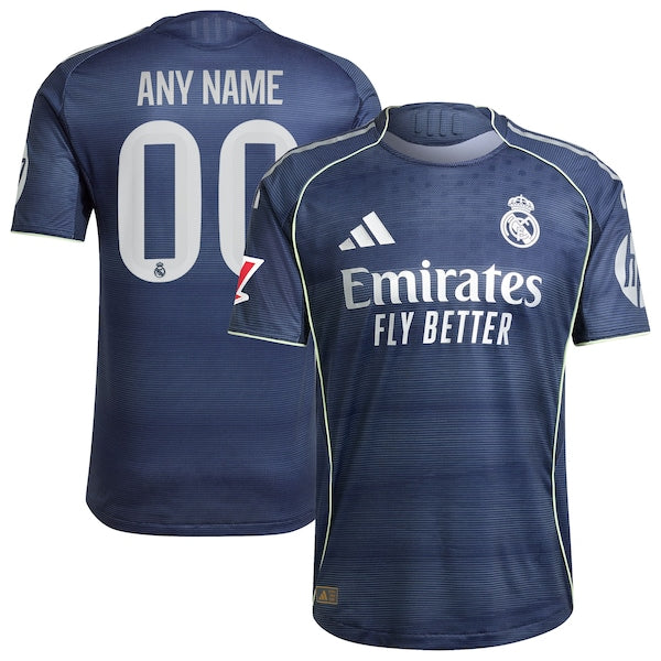 Los Merengues adidas 2025/26 Away Authentic Custom Jersey - Blue/White - Image 2