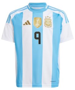 Alternative view of Juli¨¢n ¨¢lvarez Argentina National Team adidas Youth 2024 Home Replica Jersey - White