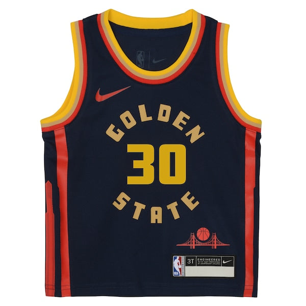 Stephen Curry Golden State Warriors Nike Preschool 2024/25 Swingman Player Jersey - City Edition - Navy - Image 2