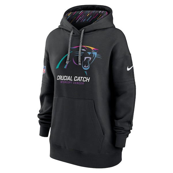 Carolina Panthers Nike Women's 2024 NFL Crucial Catch Club Pullover Hoodie - Black - Image 2