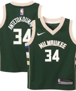 Giannis Antetokounmpo Milwaukee Bucks Nike Preschool Swingman Player Jersey - Icon Edition - Hunter Green