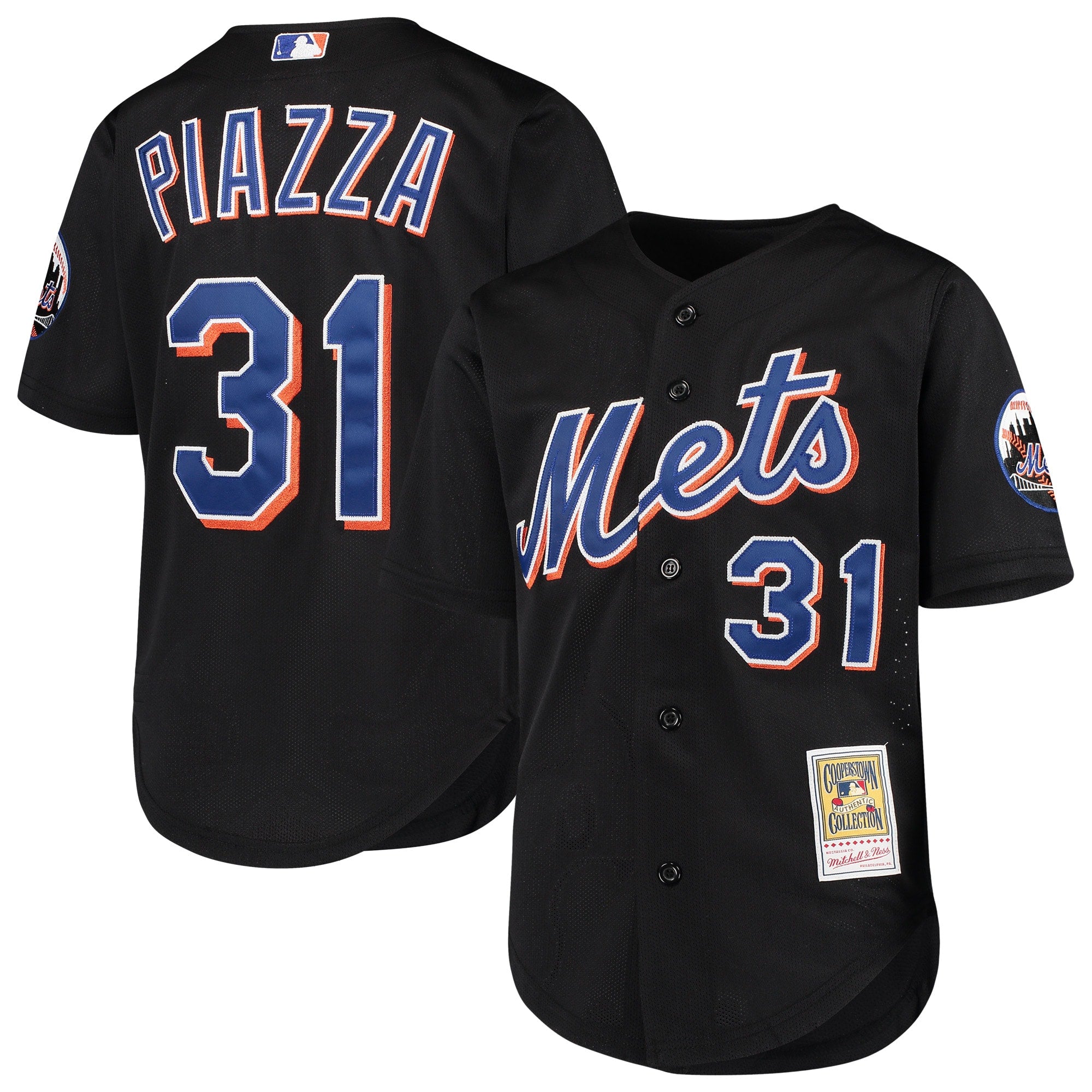 Mike Piazza New York Mets Youth Cooperstown Collection Mesh Batting Practice Jersey - Orange/Black - Image 6