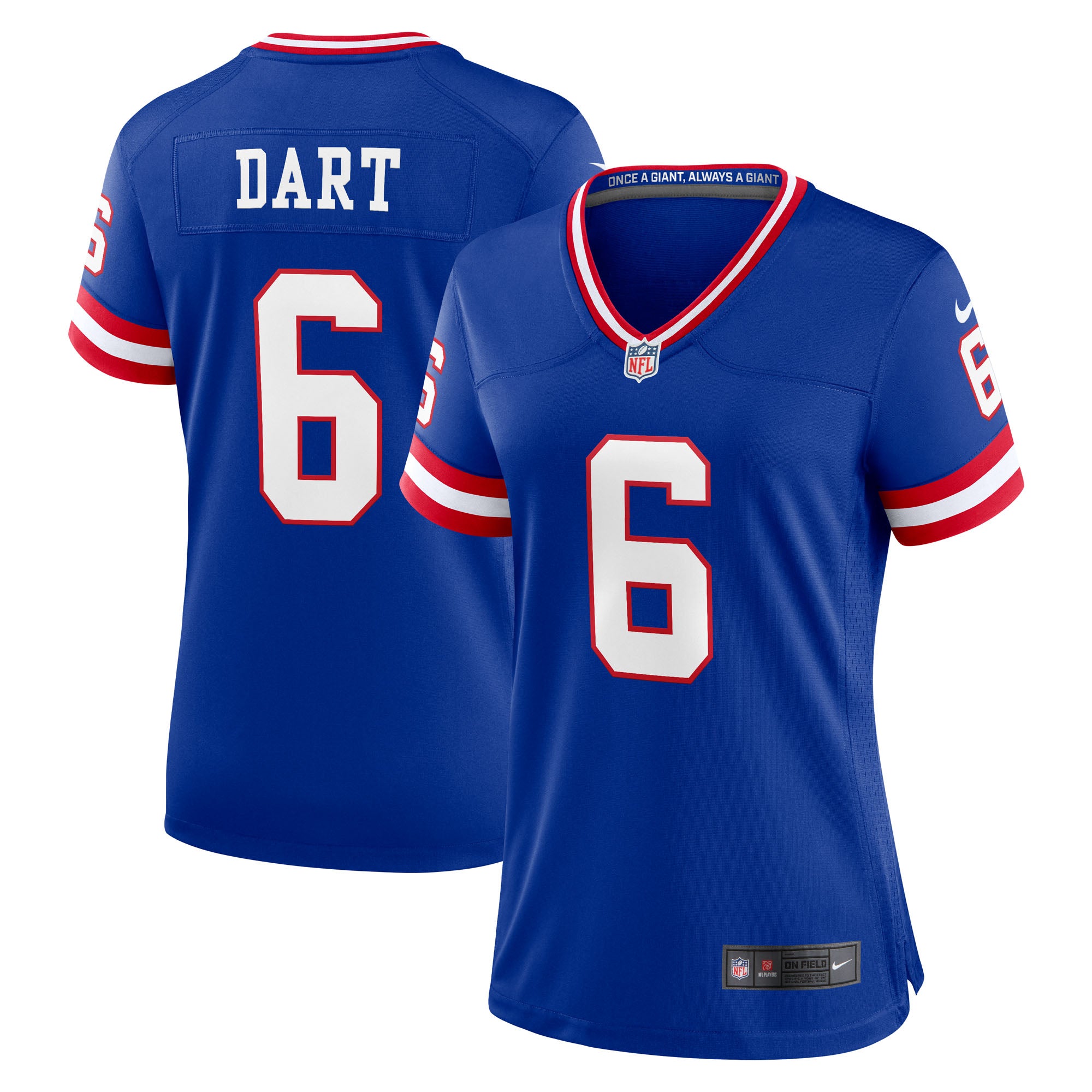 Jaxson Dart New York Giants Nike Women's Alternate Vintage White Game Jersey - White/Royal - Image 9