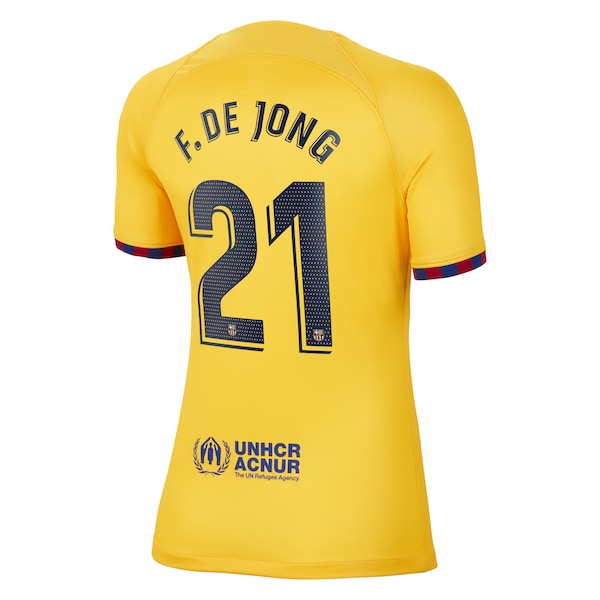 Frenkie de Jong Barcelona Nike Women's 2022/23 Fourth Breathe Stadium Replica Player Jersey - Yellow - Image 3