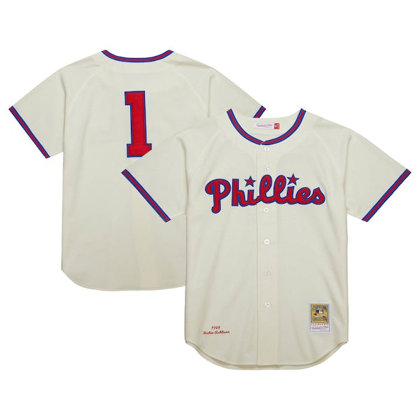Richie Ashburn Philadelphia Phillies Cooperstown Collection 1948 Authentic Jersey - Cream - Image 5