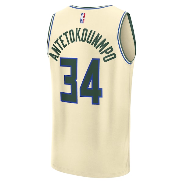 Giannis Antetokounmpo Milwaukee Bucks Youth 2025/26 City Edition Fast Break Jersey - Cream - Image 3