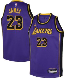 LeBron James Los Angeles Lakers Jordan Brand Youth Performance Swingman Jersey - Statement - Purple