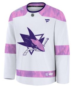 Alternative view of San Jose Sharks  2024 Hockey Fights Cancer Practice Jersey - White