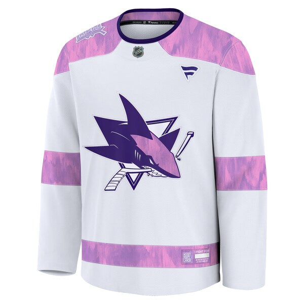 San Jose Sharks 2024 Hockey Fights Cancer Practice Jersey - White - Image 2