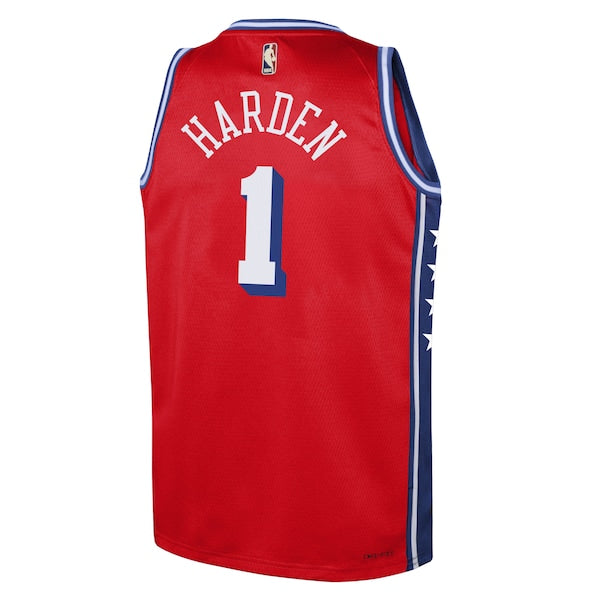James Harden Philadelphia 76ers Jordan Brand Youth Swingman Jersey - Statement Edition - Red - Image 3