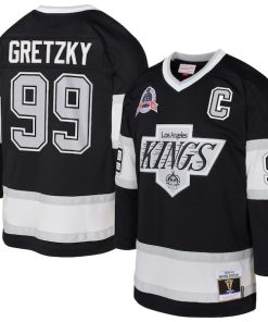 Alternative view of Wayne Gretzky Los Angeles Kings  Youth 1992/93 Captain Patch Power Play Player Jersey - Black/White