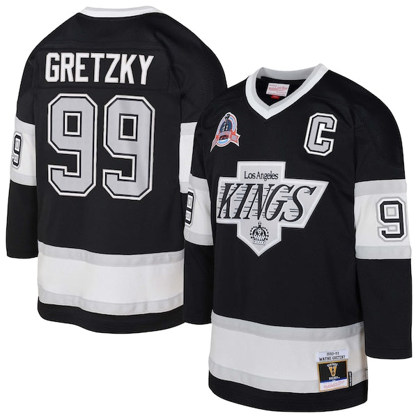 Wayne Gretzky Los Angeles Kings Youth 1992/93 Captain Patch Power Play Player Jersey - Black/White - Image 2