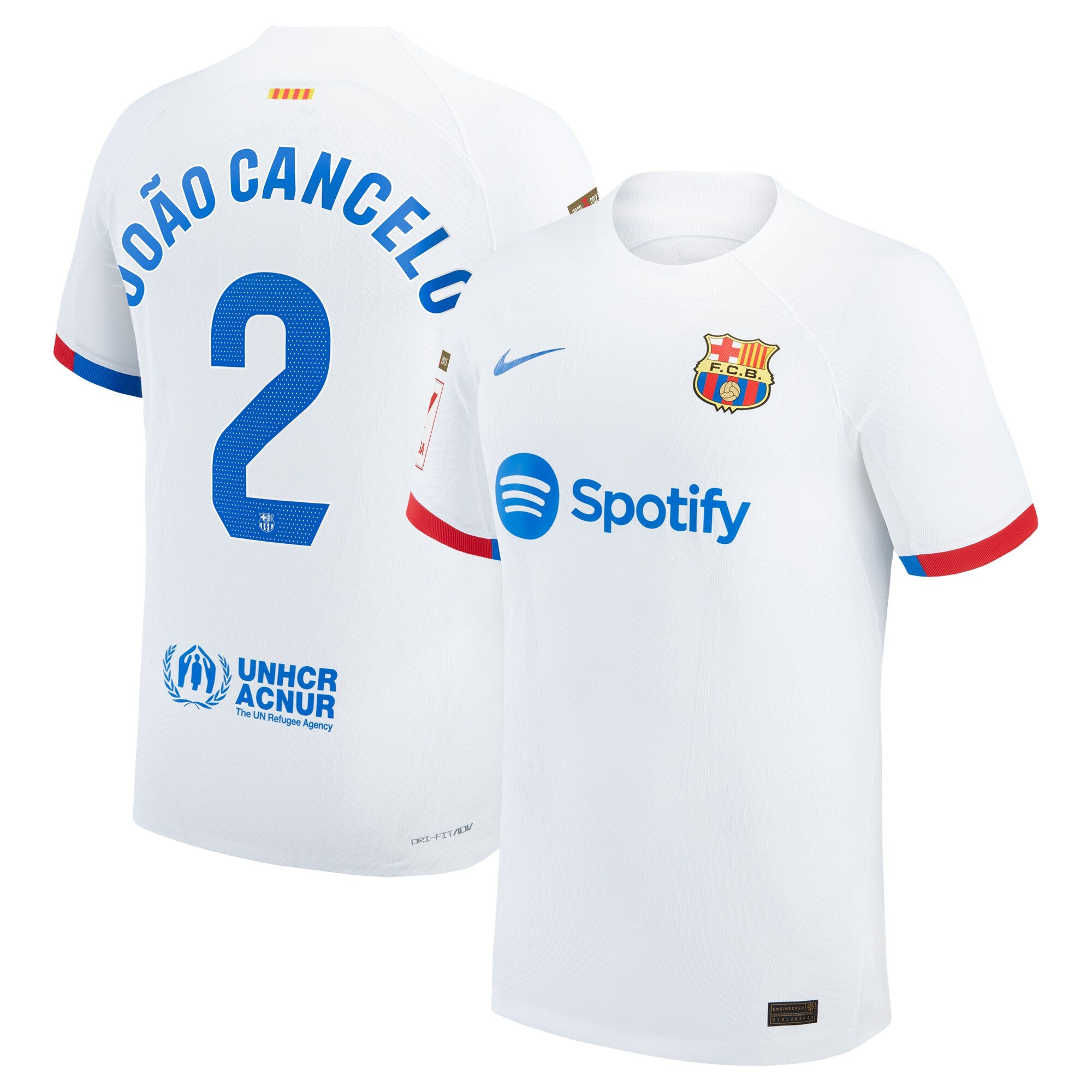 Joao Cancelo Barcelona Nike 2023/24 Home Match Authentic Player Jersey - Royal/Aqua/White - Image 3