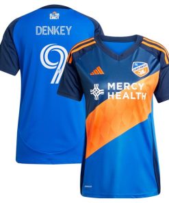 K¨¦vin Denkey FC Cincinnati adidas Women's 2025 Orange and Blue Legacy Kit Replica Player Jersey - Blue