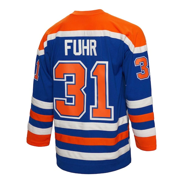 Grant Fuhr Edmonton Oilers 1986/87 Blue Line Player Jersey - Royal - Image 3