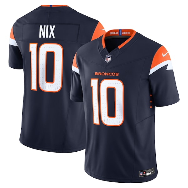Bo Nix Denver Broncos Nike Alternate Vapor F.U.S.E. Limited Jersey - Navy/Orange - Image 2