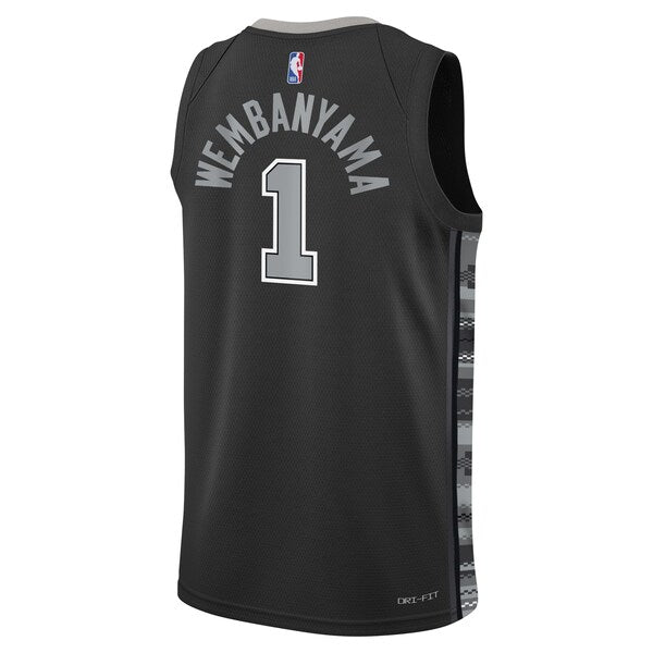 Victor Wembanyama San Antonio Spurs Jordan Brand Youth Swingman Jersey - Statement Edition - Black - Image 4