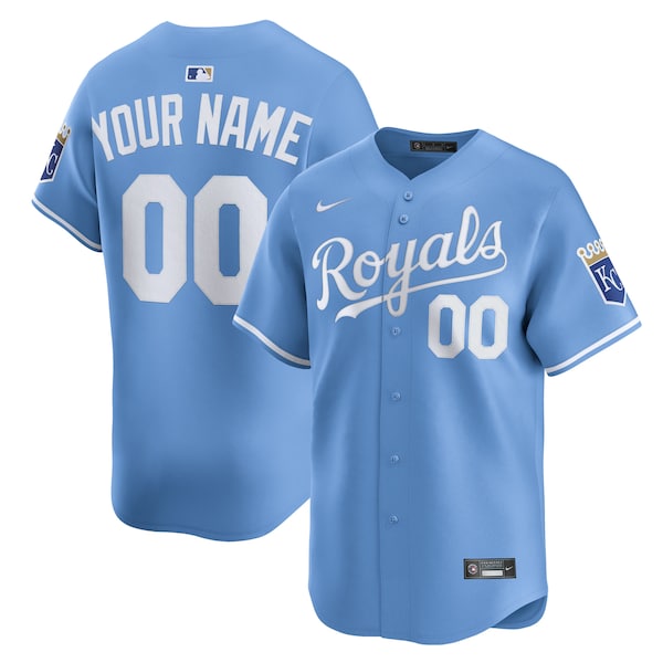 Kansas City Royals Nike Alternate Limited Custom Jersey - Light Blue/White - Image 2