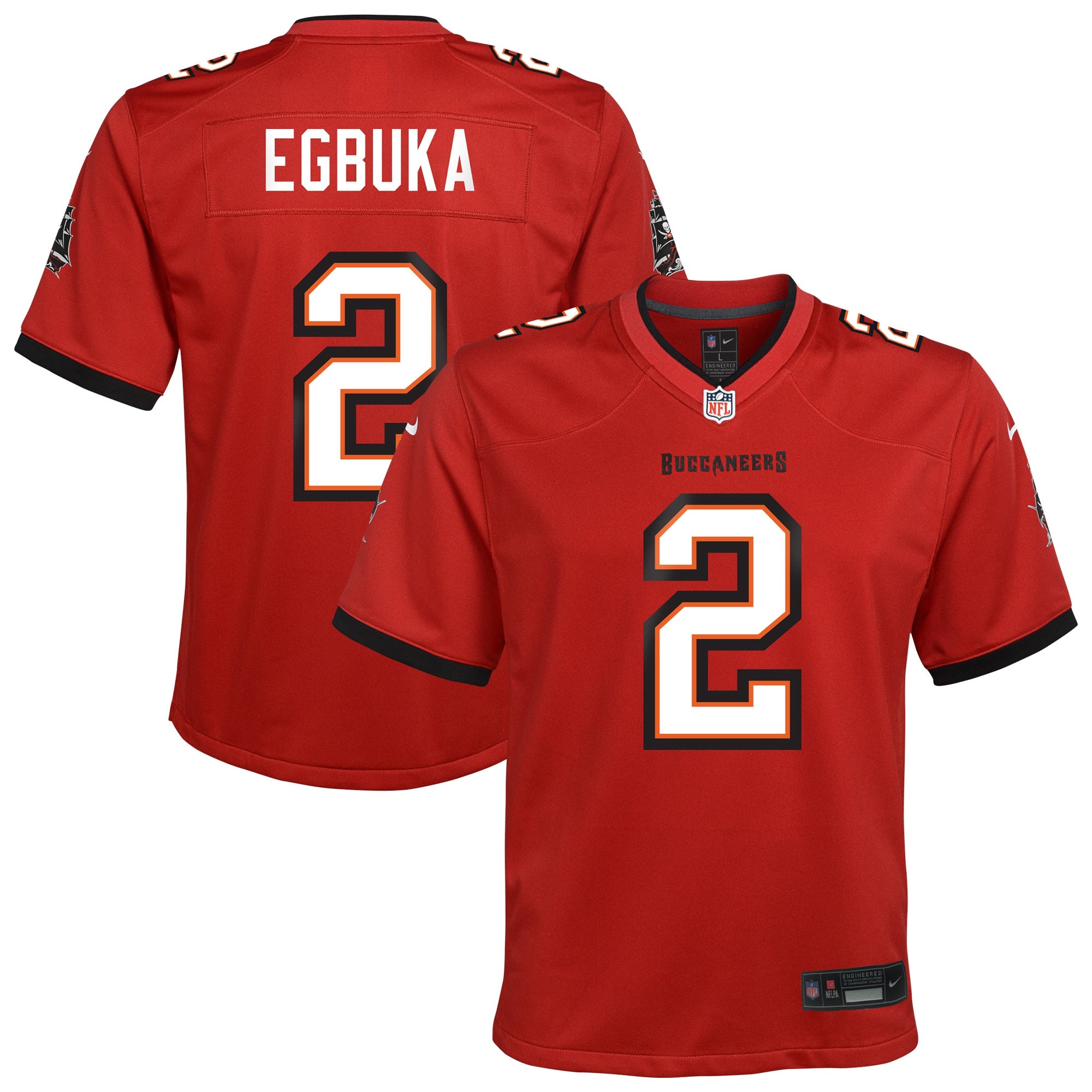 Emeka Egbuka Tampa Bay Buccaneers Nike Youth White Game Jersey - White/Red/Creamsicle - Image 5