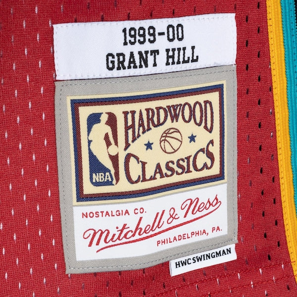 Grant Hill Detroit Pistons Hardwood Classics 1999/00 Split Swingman Jersey - Teal/Red - Image 4