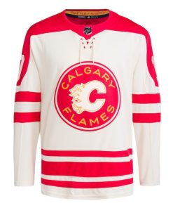 Alternative view of Jonathan Huberdeau Calgary Flames adidas 2023 NHL Heritage Classic Primegreen Authentic Player Jersey?¨C Cream