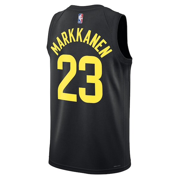 Lauri Markkanen Utah Jazz Jordan Brand Unisex Swingman Player Jersey - Statement Edition - Black - Image 3