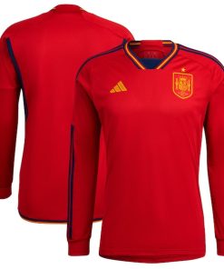 Spain National Team adidas 2022/23 Home Replica Long Sleeve Jersey - Red