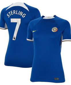 Alternative view of Raheem Sterling Chelsea Nike Women's 2023/24 Away Stadium Replica Player Jersey - Navy/Blue