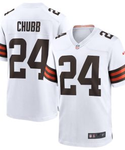 Nick Chubb Cleveland Browns Nike Game Jersey - White/Brown
