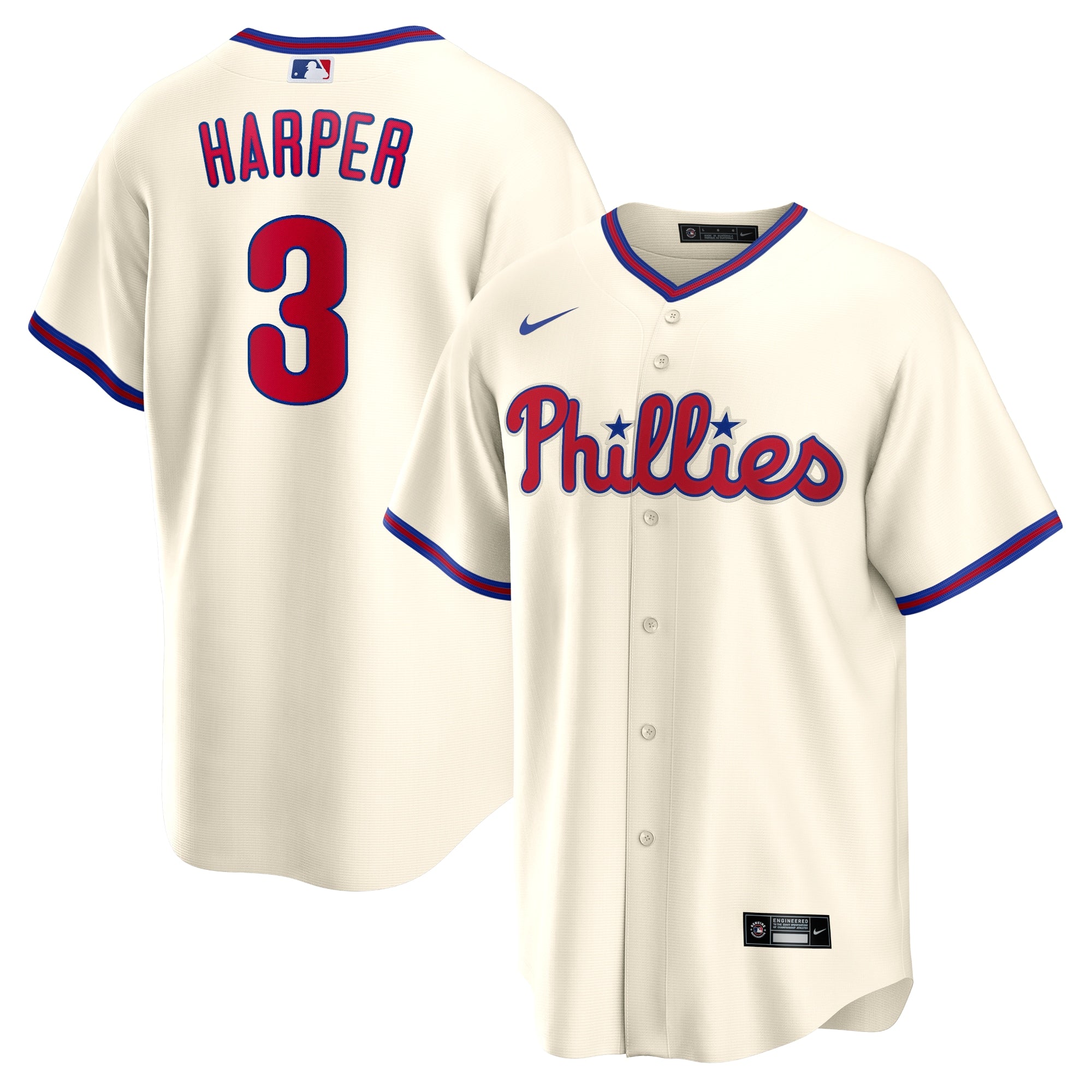 Bryce Harper Philadelphia Phillies Nike Alternate Replica Player Name Jersey - Red/Cream/White - Image 5