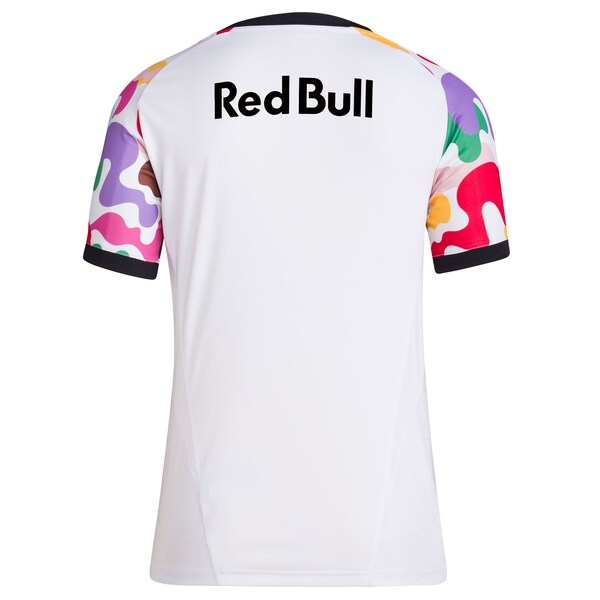 New York Red Bulls adidas Women's 2024 Pride Pre-Match Top - White - Image 3