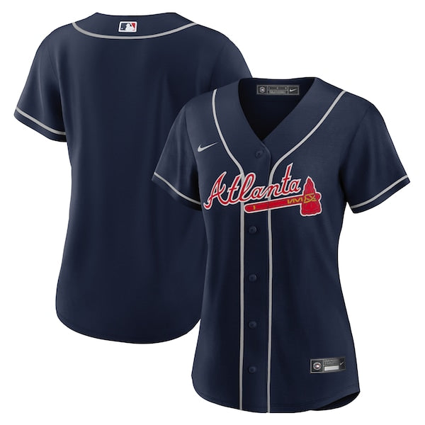Women's Atlanta Braves Nike Navy Alternate Replica Team Jersey/White/Red - Image 2