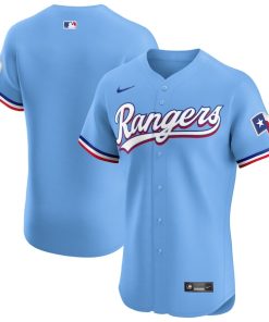 Alternative view of Texas Rangers Nike Alternate Vapor Premier Elite Patch Jersey - Light Blue