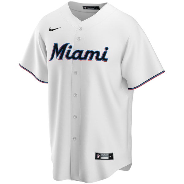 Miami Marlins Nike Home Replica Custom Jersey - White - Image 2