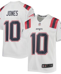 Mac Jones New England Patriots Nike Youth Game Jersey - White/Navy/Red