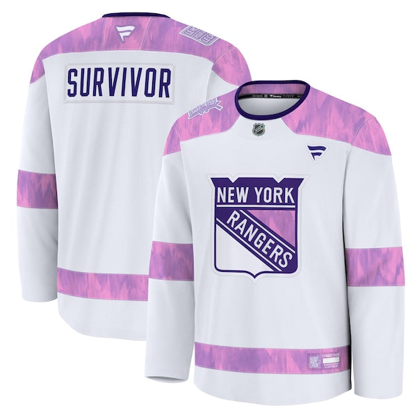New York Rangers Hockey Fights Cancer Practice Jersey - White