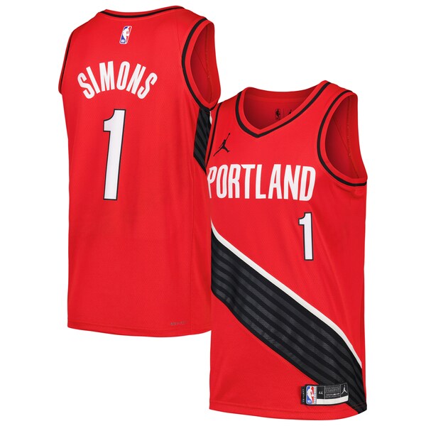 Anfernee Simons Portland Trail Blazers Jordan Brand Swingman Player Jersey - Statement Edition - Red/Black - Image 2