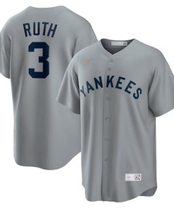 Babe Ruth New York Yankees Nike Road Cooperstown Collection Player Jersey - Gray/White