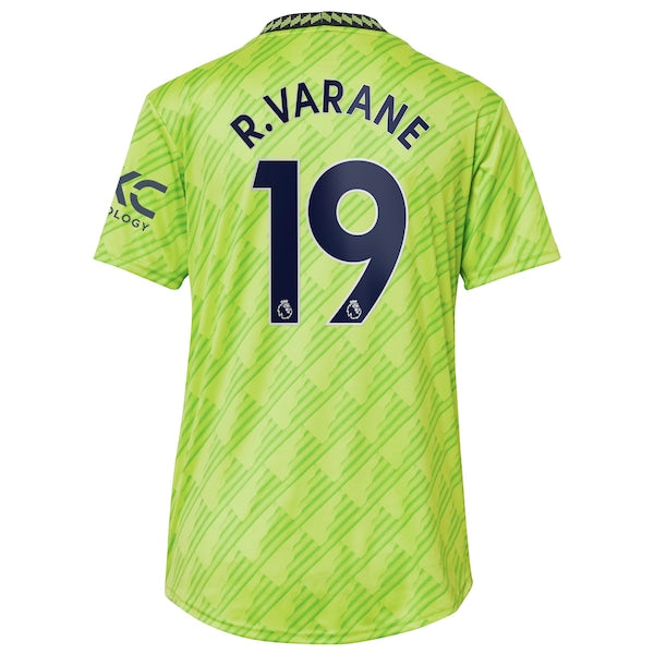 Raphael Varane Manchester United adidas Women's 2022/23 Third Replica Player Jersey - Neon Green - Image 5