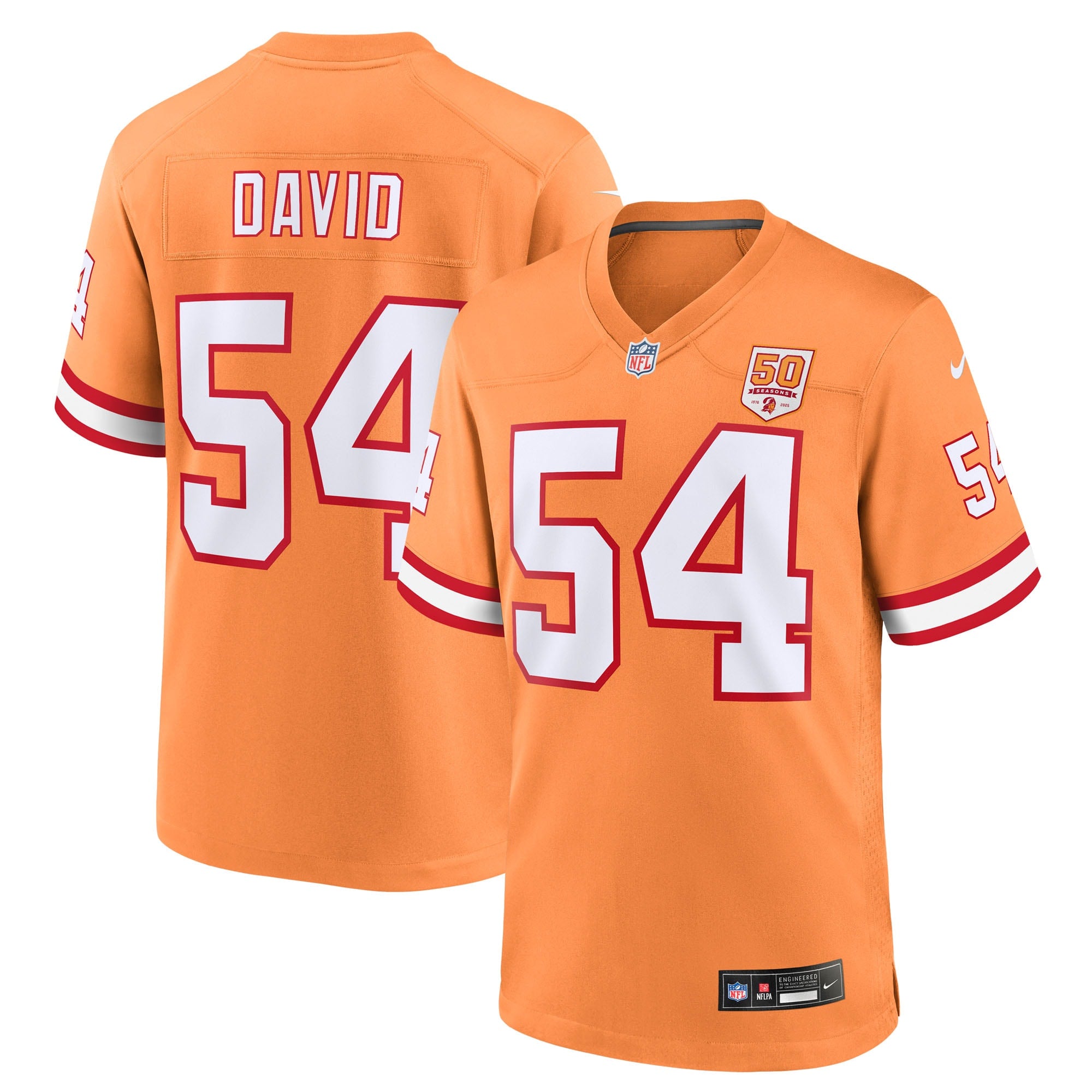 Lavonte David Tampa Bay Buccaneers Nike 50th Season Team Game Jersey - Red/Creamsicle - Image 8