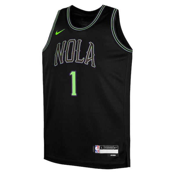 Zion Williamson New Orleans Pelicans Nike Youth Swingman Replica Jersey - City Edition - Black - Image 2