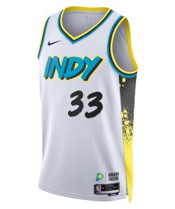 Alternative view of Myles Turner Indiana Pacers Nike City Edition Swingman Jersey 2024 - White