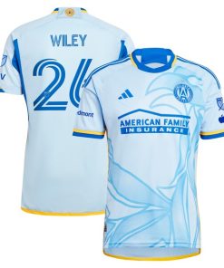 Alternative view of Caleb Wiley Atlanta United FC adidas 2024 The Resurgens Kit Authentic Player Jersey - Light Blue