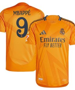 Alternative view of Kylian Mbapp¨¦ Los Merengues adidas 2024/25 Away Authentic Jersey - Orange