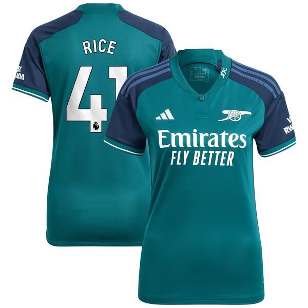 Declan Rice Arsenal adidas Women's 2023/24 Third Replica Player Jersey - Green/Red/Yellow - Image 7